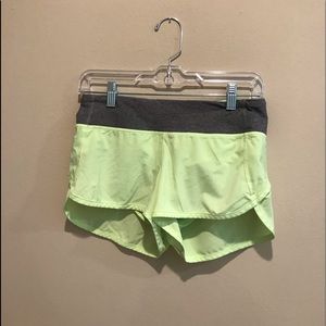 Light green Lululemon speed shorts